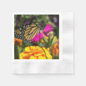 Serviette En Papier Papillon Monarque sur Marigold rose (Devant)
