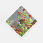 Serviette En Papier Papillon Monarque sur un Buddleia Rouge (Coin)