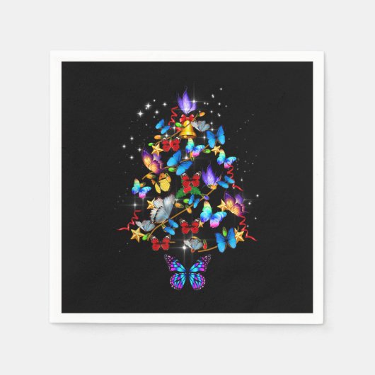 Serviette En Papier Papillon Noël Arbre Lumières Femmes Filles Noël P (Devant)