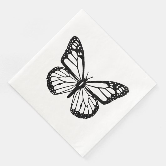 Serviette En Papier Papillon noir et blanc (Coin)