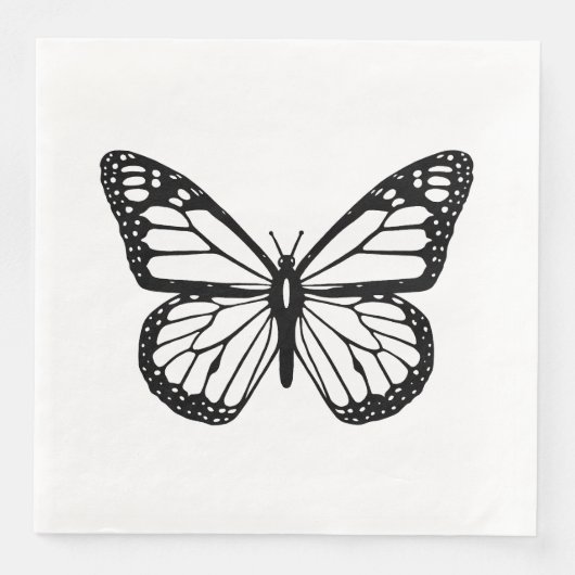Serviette En Papier Papillon noir et blanc (Devant)