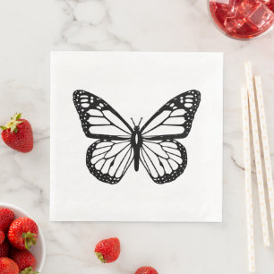 Serviette En Papier Papillon noir et blanc