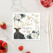 Serviette En Papier Papillon noir Quinceanera Napkins (En situation)