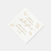 Serviette En Papier Papillon Or Blanc Fête de Mariée (Coin)