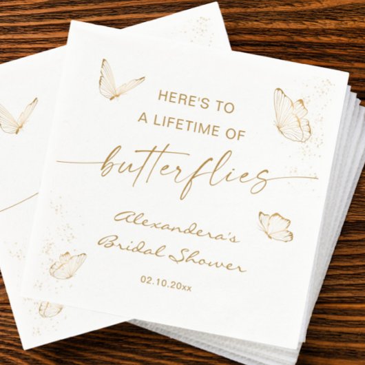 Serviette En Papier Papillon Or Blanc Fête de Mariée