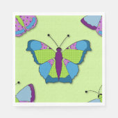 Serviette En Papier Papillon patchwork sur fond vert (Devant)