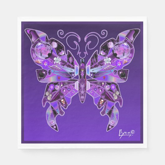 Serviette En Papier Papillon pourpre 31 (Devant)