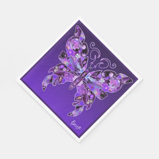 Serviette En Papier Papillon pourpre 31 (Coin)