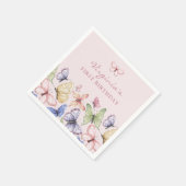 Serviette En Papier Papillon Rose Anniversaire (Coin)