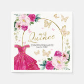 Serviette En Papier Papillon rose chaud Quinceanera Napkins (Devant)