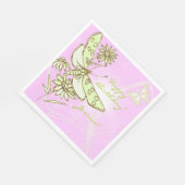 Serviette En Papier Papillon Rose Citron Vert (Coin)