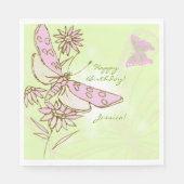Serviette En Papier Papillon Rose Citron Vert (Devant)