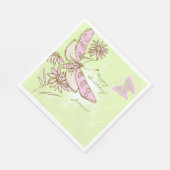 Serviette En Papier Papillon Rose Citron Vert (Coin)