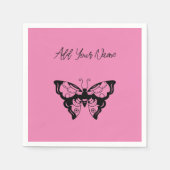 Serviette En Papier Papillon rose - Créez vos propres serviettes (CYO) (Devant)