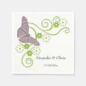 Serviette En Papier Papillon rose Fête des mariées florale serviettes (Devant)