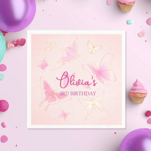 Serviette En Papier Papillon rose mignonne Filles Anniversaire fête Na