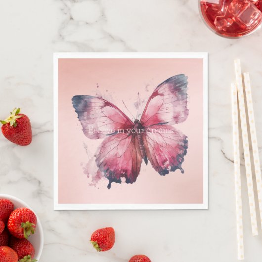 Serviette En Papier Papillon rose pâle (En situation)
