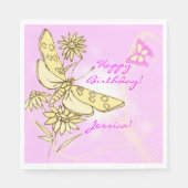 Serviette En Papier Papillon Rose Pêche (Devant)