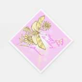 Serviette En Papier Papillon Rose Pêche (Coin)