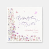 Serviette En Papier Papillon rose pourpre Baisers Baby shower fille (Devant)