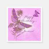Serviette En Papier Papillon rose serviettes d'anniversaire (Devant)