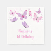 Serviette En Papier Papillon rose violet Anniversaire (Devant)