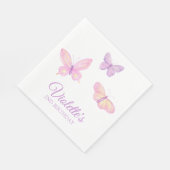 Serviette En Papier Papillon rose violet bébé fête d'anniversaire (Coin)