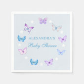 Serviette En Papier Papillon rose violet Dusty Baby shower bleu (Devant)