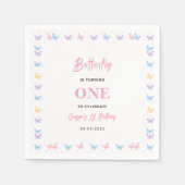 Serviette En Papier Papillon Rose Violet Mignon 1er Anniversaire pour  (Devant)