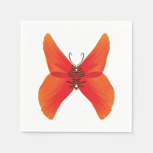 Serviette En Papier Papillon rouge orange avec votre nom (Devant)