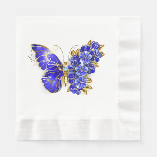 Serviette En Papier Papillon saphir à fleurs (Devant)