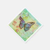 Serviette En Papier Papillon sarcelle et violet  (Coin)