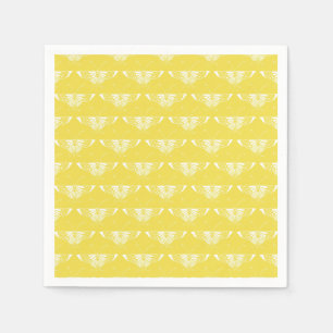 Serviette En Papier Papillon stylisé Art Déco - jaune et blanc