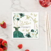 Serviette En Papier Papillon vert Quinceanera Naples Floral (En situation)
