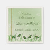 Serviette En Papier Papillon vert sur vert clair - mariage (Devant)