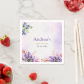 Serviette En Papier Papillon violet Baby shower Napkin (En situation)