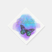 Serviette En Papier Papillon violet et bleu peint (Coin)