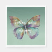 Serviette En Papier Papillons à menthe bleu violet Aqua Gold (Devant)