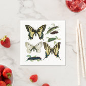 Serviette En Papier Papillons à queue épaisse, chenilles et papillons (En situation)