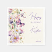 Serviette En Papier Papillons anniversaire lavande violet imprimé (Devant)