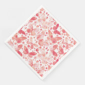 Serviette En Papier Papillons Aquarelle Corail rose (Coin)