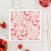 Serviette En Papier Papillons Aquarelle Corail rose (En situation)