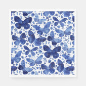 Serviette En Papier Papillons Aquarelle Indigo Blue Napkins (Devant)
