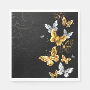 Serviette En Papier Papillons blancs et dorés