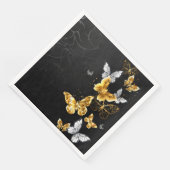 Serviette En Papier Papillons blancs et dorés (Coin)