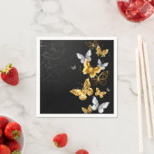 Serviette En Papier Papillons blancs et dorés (En situation)