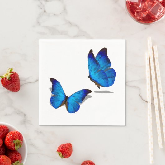 Serviette En Papier Papillons bleus (En situation)