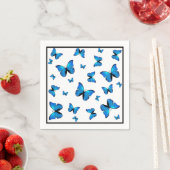 Serviette En Papier Papillons bleus (En situation)