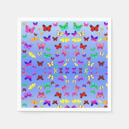 Serviette En Papier Papillons bleus (Devant)