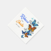 Serviette En Papier Papillons bleus et oranges Serviettes de sauce mod (Coin)